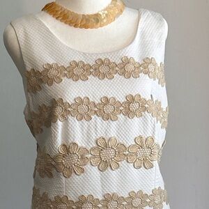 Lilly Pulitzer Dress White/Gold Embroidered Summer Preppy Beach Sorority NWOT